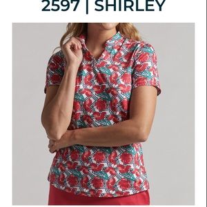 NWT Bermuda Sands Apparel Floral Red and Green Women's top.